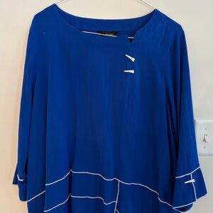 Ali Miles Royal Blue Blouse with White Trim
